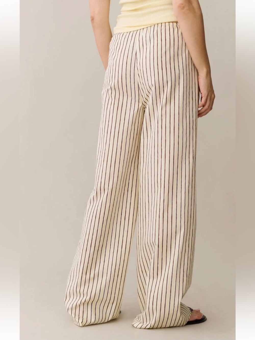 Caara By Few Moda Beatriz Cotton Pants Size XS Butter Cacao Stripe NWT - Picture 4 of 4
